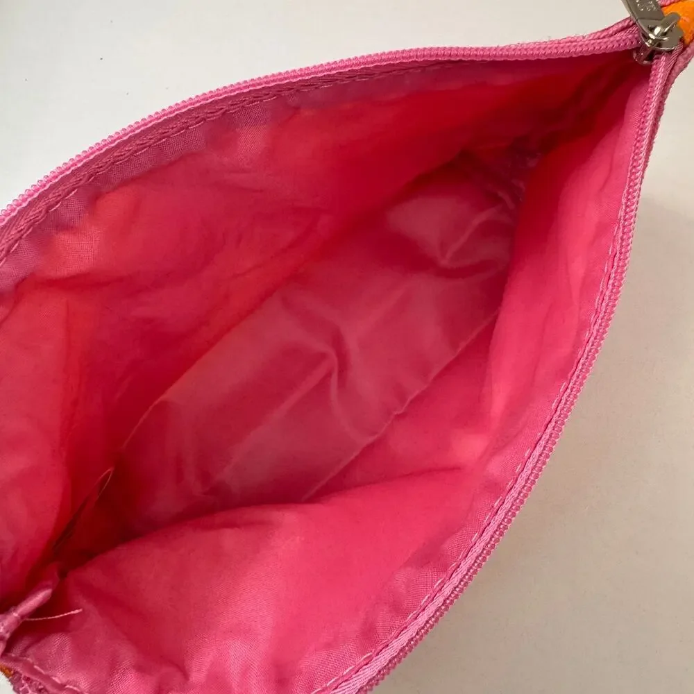 Marimekko For Clinique Handbag Pink Orange Zip Cosmetic Pouch Size Large NWOT
